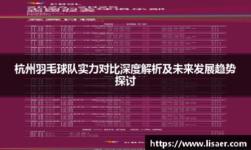杭州羽毛球队实力对比深度解析及未来发展趋势探讨